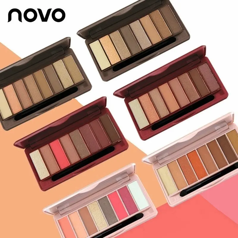 Диск для теней NOVO цветной теплый телесный с сердцем 8 цветов|colorful eye shadow palette|shadow