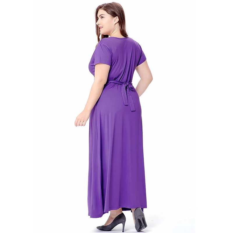 Женское платье с коротким рукавом однотонное Клубное большого размера 4XL 5XL 6XL