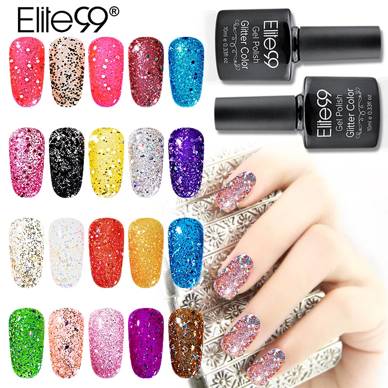 Elite99 10 мл Bling УФ гель для ногтей длительный алмаз лак био Гели Soak Off цветные