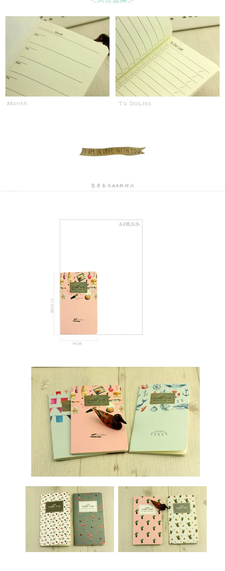 Ежедневник на неделю, записная книжка Bullet Journal Small Agenda, проверьте список, школьный мини-блокнот Planificador menary Mini