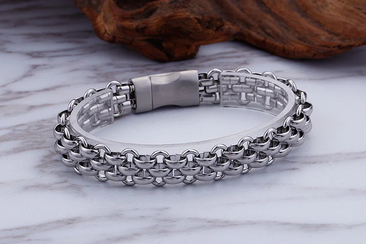 TrustyLan Новое модное серебристое/золотистого цвета 316L браслет из нержавеющей стали мужские звенья цепи Дружбы мужские браслеты и браслеты