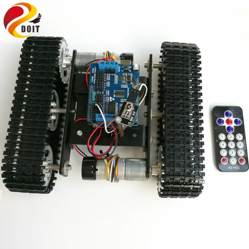 IR Control Tracked Tank Chassis with Arduino  Board+Motor Drive Shield Board by Phone for DIY Robot Project enlarge