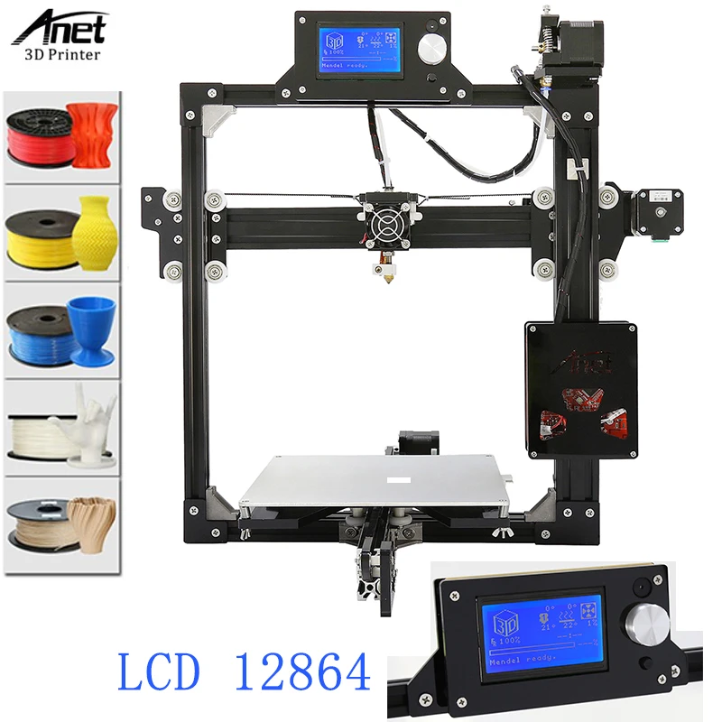 Anet A2 LCD 12864 & 2004 экран 3D принтер с Большой печатью размер 220*270*220 мм Hotbed Plus версия