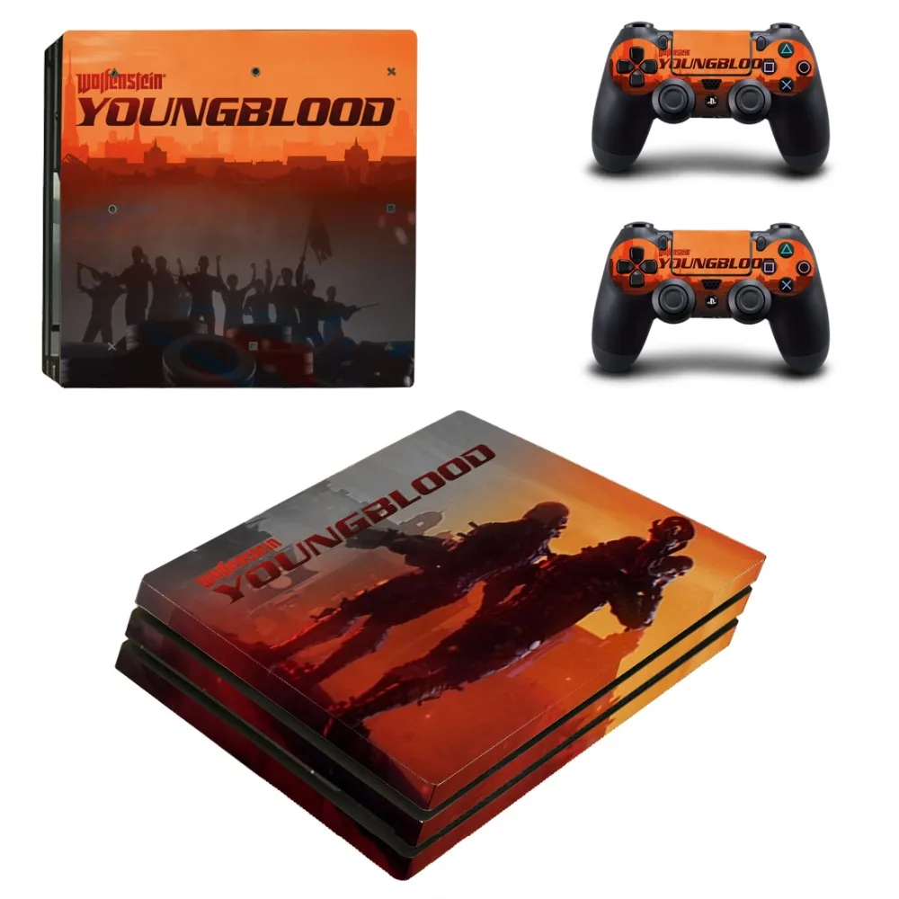 Игра Wolfenstein Янгблад PS4 Pro кожи Стикеры наклейка для Игровые приставки 4 консоли и 2