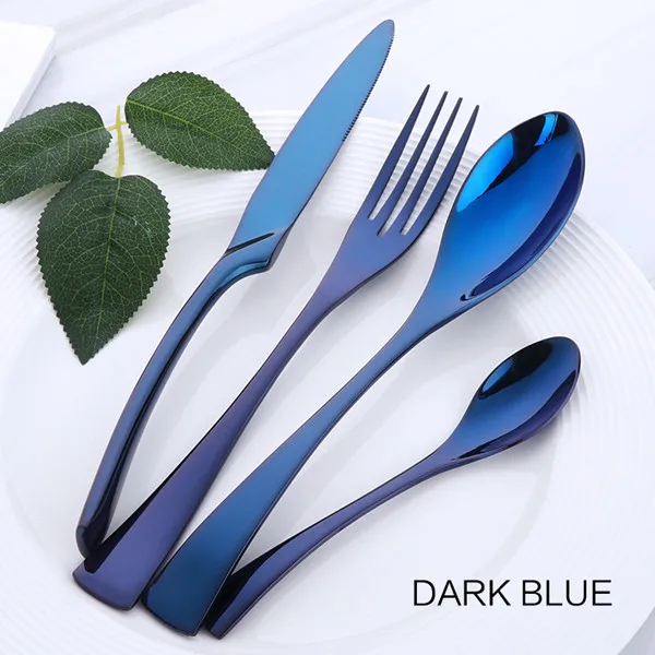 Blue 4 pcs 4 шт. фиолетовый набор столовых приборов из нержавеющей стали синий набор посуды нож вилка стол вилка черный набор посуды Прямая поставка - Цвет: Blue 4 pcs