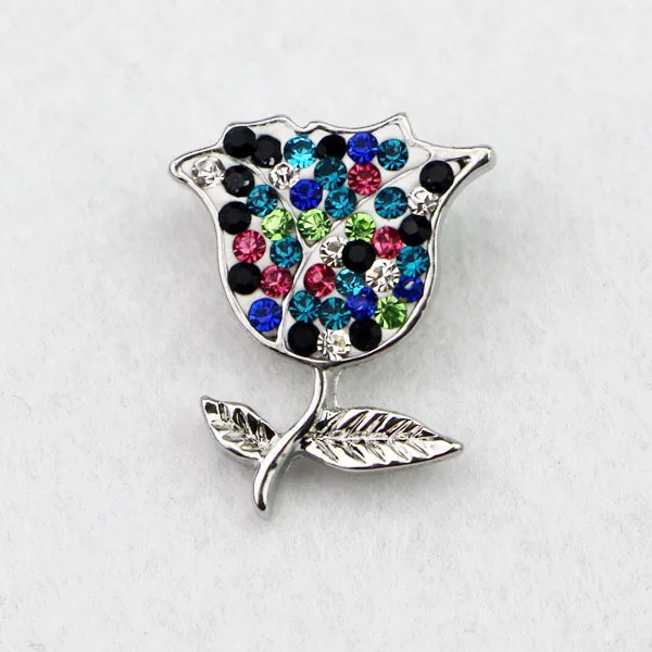 

Unique Design 4colors Full Rhinestone Rose Flower Shape Snap Buttons Metal Button Charms Fit 18mm Diy Snap Button Jewelry