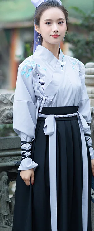Hanfu древний китайский костюм кран Вышивка Топ для женщин Классическая Одежда для танцев для мужчин традиционный династии Тан шоу DNV11615 - Цвет: Women