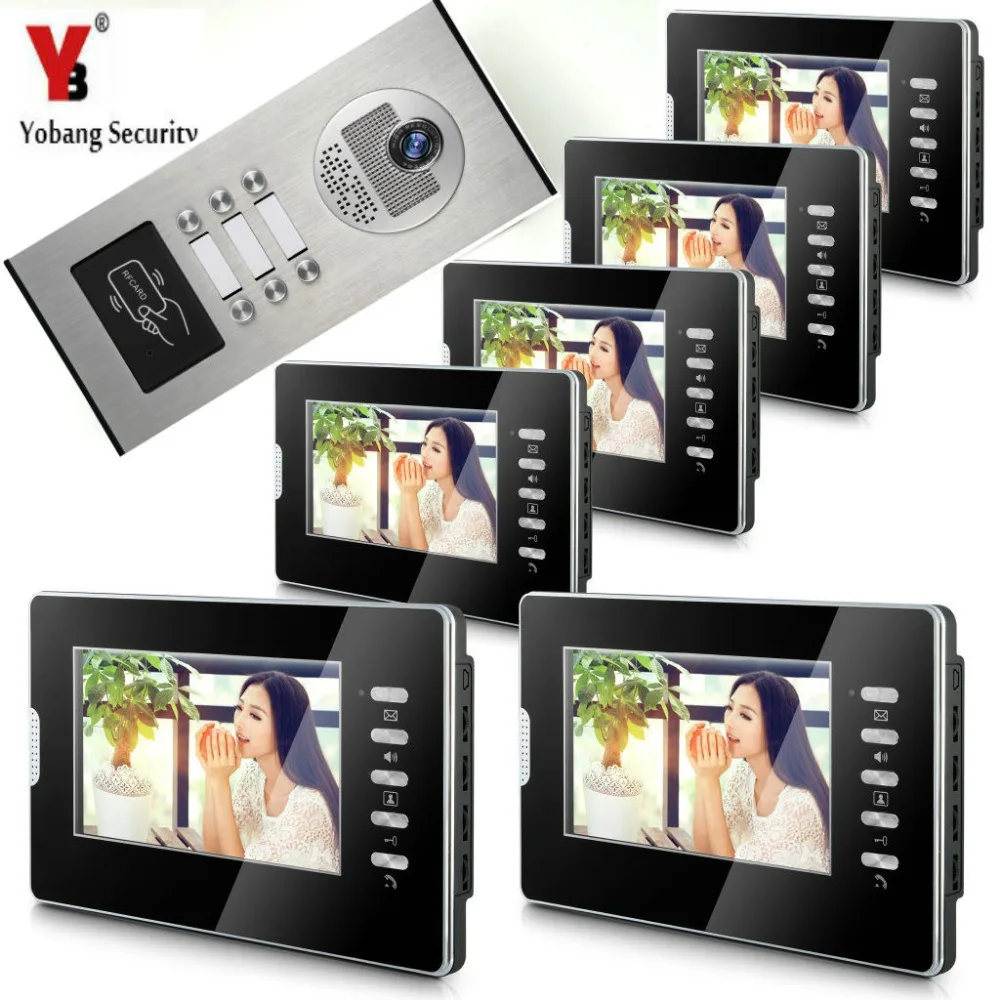 Yobang Security 7 Inch Screen Access Control Entry Smart RFID IR Camera Video Doorbell Intercom Door phone System For Household |
