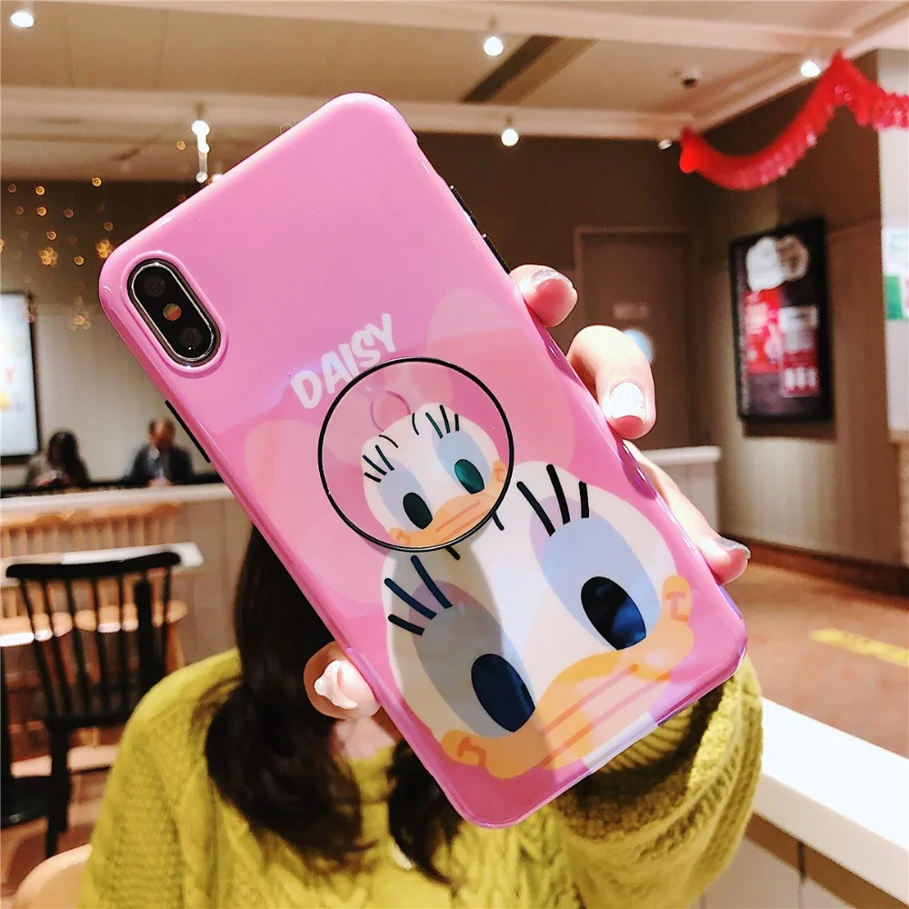 Для iPhone 11 Pro MAX забавные мультяшные милые очаровательные девчачьи мышь утка кронштейн Blue Ray IMD чехол для iPhone XR XS MAX X 6 6S 7 8 Plus