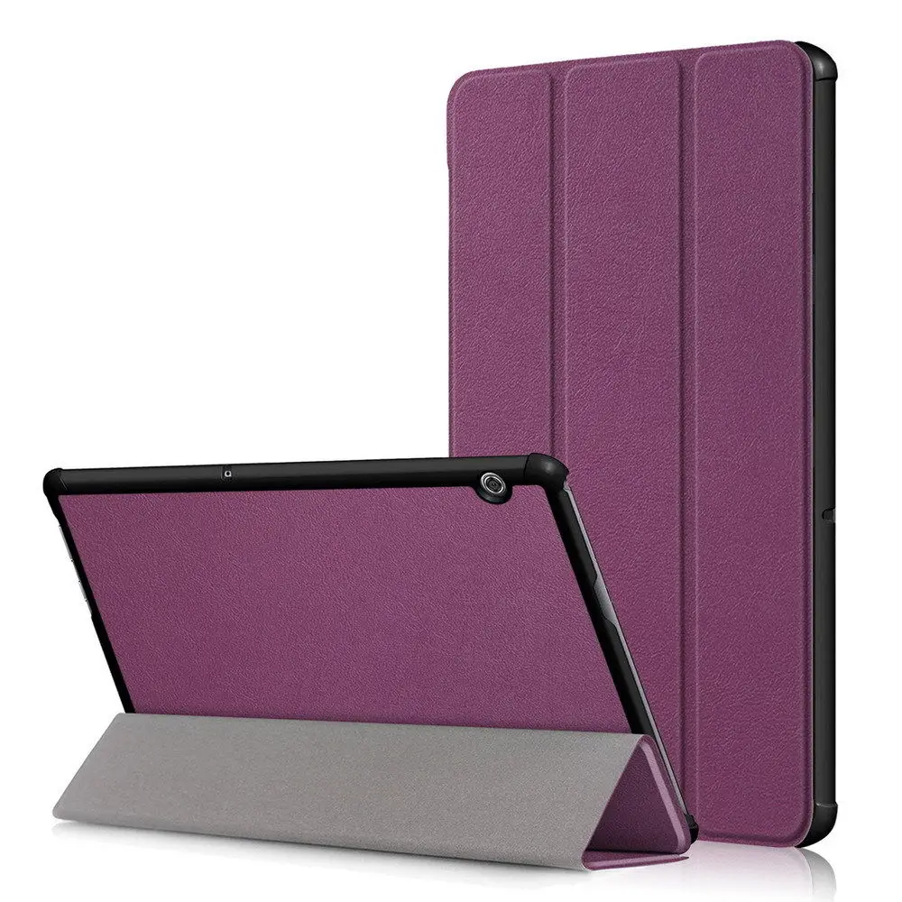 Фиолетовый Чехол для huawei MediaPad T5 10 10," дюймов AGS2-W09/L09/L03/W19 Премиум кожаный чехол-книжка на магните чехол - Цвет: Фиолетовый