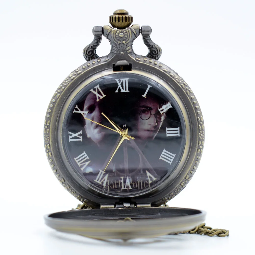 Bronze Color Dial Бронзовый Гарри Поттер и Deathly Hallows циферблат персонажа кварцевые карманные часы аналоговый кулон ожерелье Мужские Женские часы подарок - Цвет: Bronze Color Dial