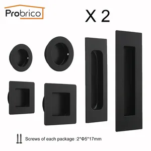 Черные встраиваемые ручки Probrico для дверей кухонных шкафов, из нержавеющей стали, круглыеквадратныеовальные мебельные, 2 шт.