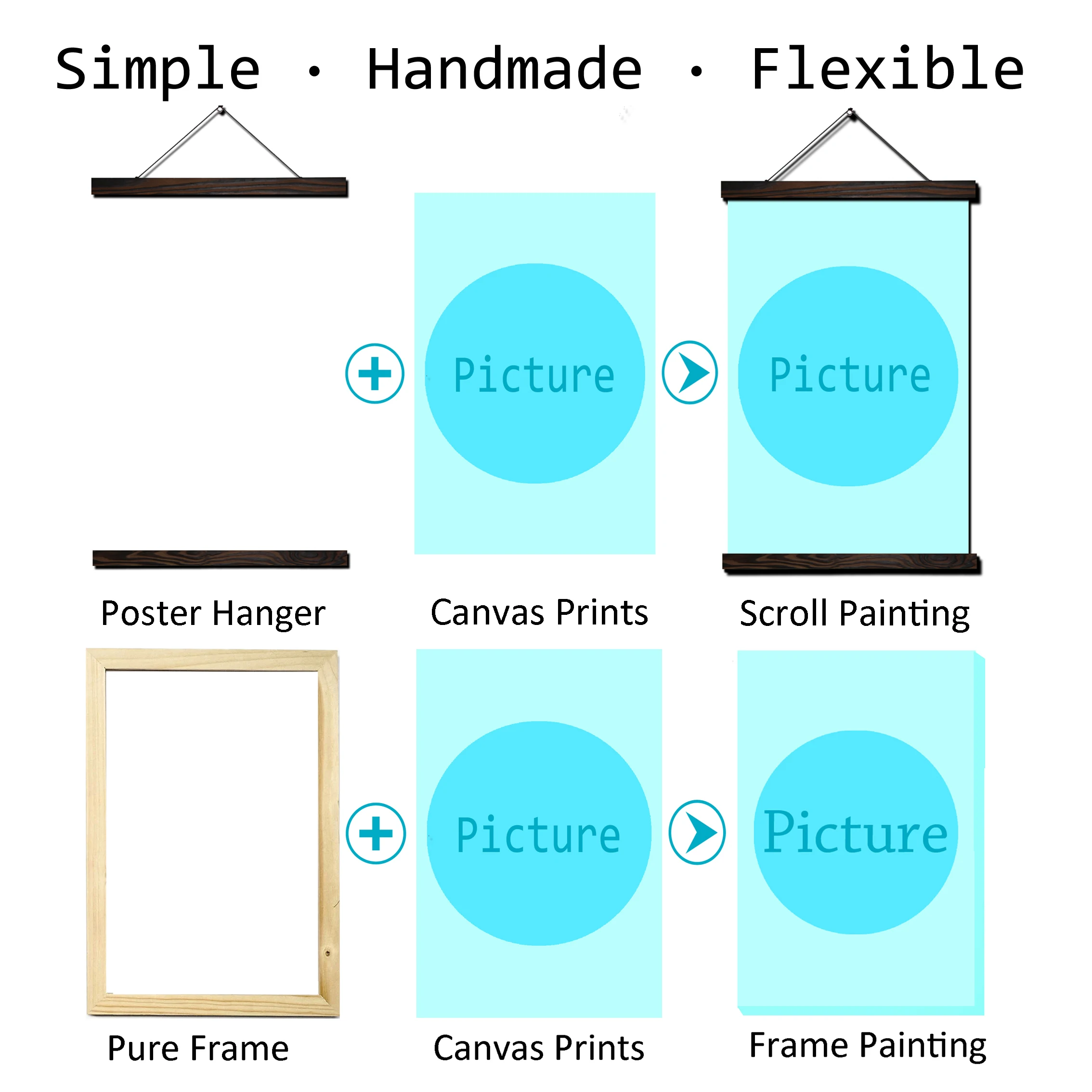 Janpan Art Woman Warrior Back Framed Scroll Painting Современный арт принт на холсте плакат настенная