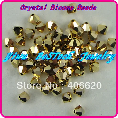

Free Shipping, 720pcs/Lot 4mm gold hem color Chinese Top Quality Crystal Bicone Beads