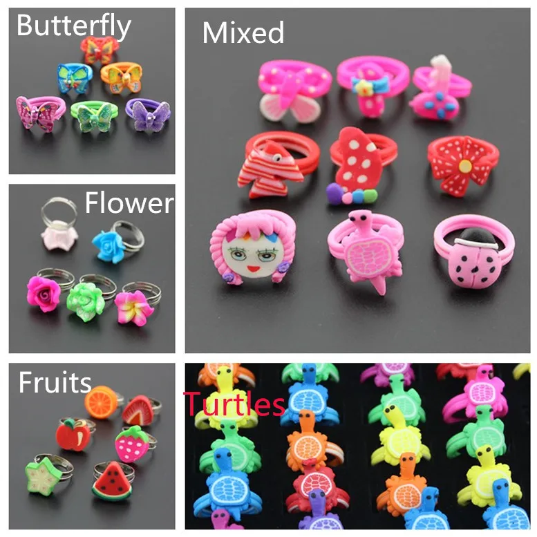 Детские открытые кольца из полимерной глины Fimo 10 шт./лот для вечеринки/дня