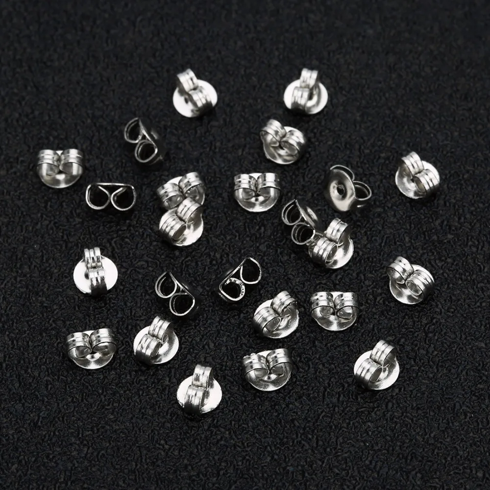

LOULEUR 100pcs/lot 4.5x5mm Stainless Steel Earring Backs Stud Earrings Posts Backs Fittings Earrings Stoppers for Jewelry Making