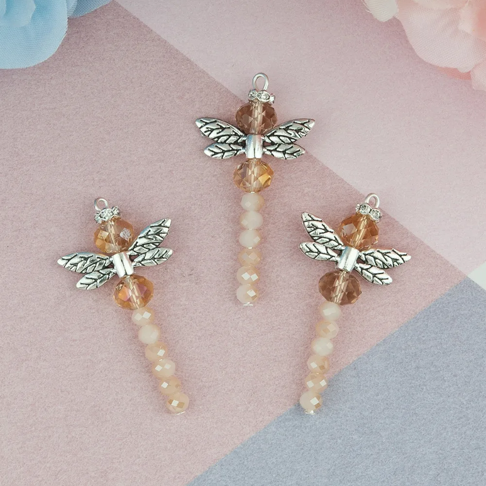 DoreenBeads подвески из сплава и стекла на основе цинка стрекоза животное серебряный