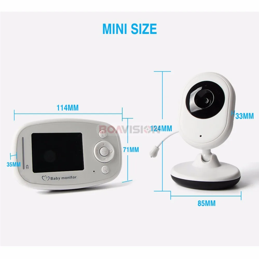 2,4 ''цветной беспроводной видеоняня, Ночной светильник, Babyphone 2,4 GHz камера безопасности, 2 способа разговора, цифровой зум, температура музыки
