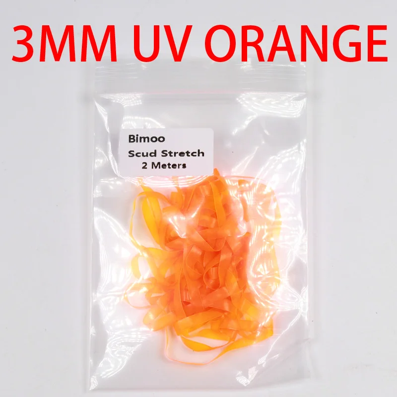 3mm UV Orange Bimoo 2 м/уп. 3 мм Скад назад стрейч креветки Nymph бэк лента красный оранжевый желтый зеленый флуоресцентный - Цвет: 3mm UV Orange