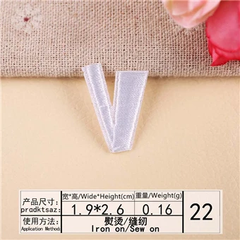 V AHYONNIEX, 1 шт., белые цвета, английские буквы, нашивки, вышивка, модный патч, железо на ткани, сделай сам, наклейка, аксессуары для одежды, сумки - Цвет: V
