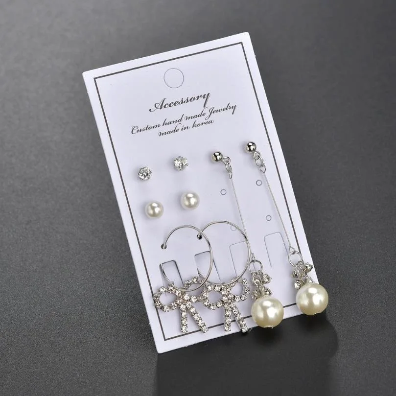 Женский комплект с длинной цепочкой серьги-гвоздики бантиком Изысканная мода 2019