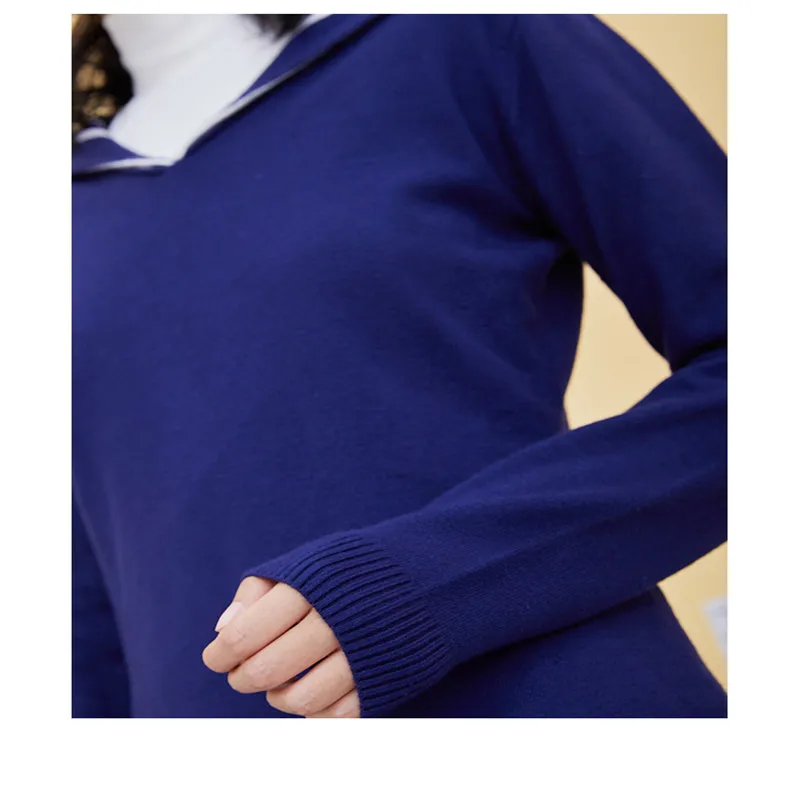 Осенне-зимний модный новый простой свитер женский короткий параграф голова