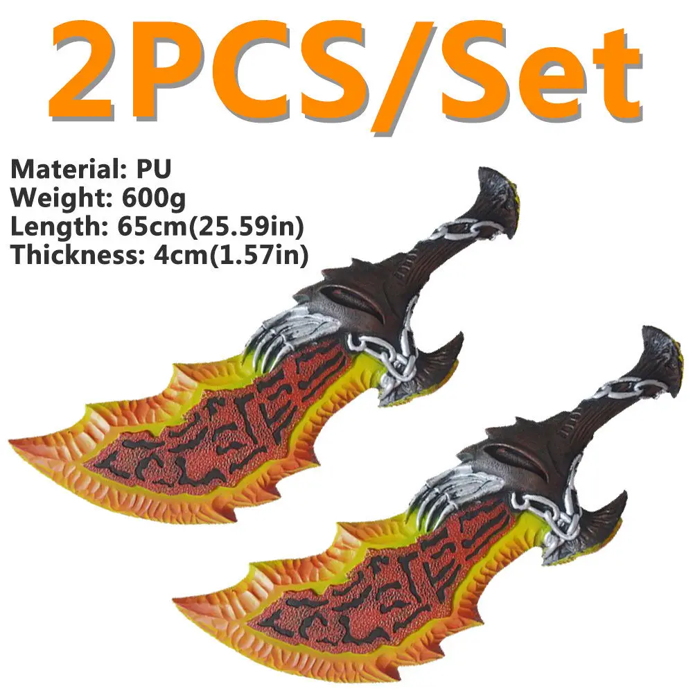 Черный God of War 3 Blade Toy of Chaos Kratos PU Sword Set Life Size Props Replicas Model Blades Modle Toys 65cm - Цвет: Черный