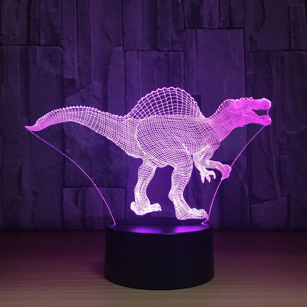 Светодиодный спинозавр 3D ночник акриловые оптические декоративные светильники