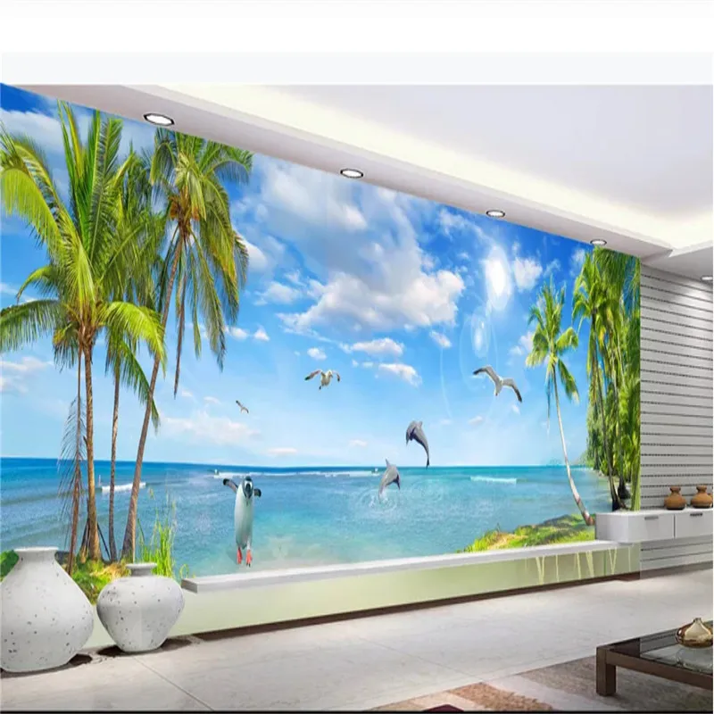 Огромный панорамный морская панорама HD Гавайский пейзаж 3D фото обои для гостиной