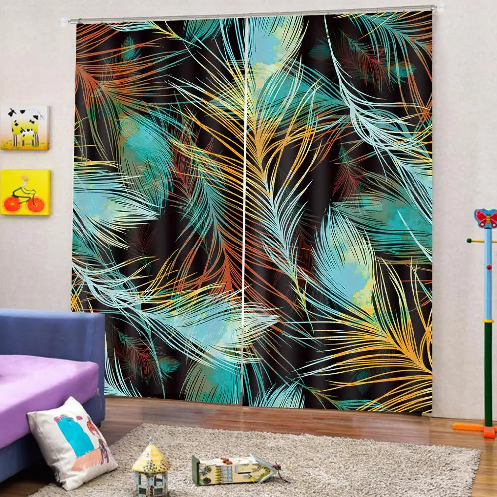 Роскошные занавески для окон 3d-занавески с перьями павлина в гостиную размер под