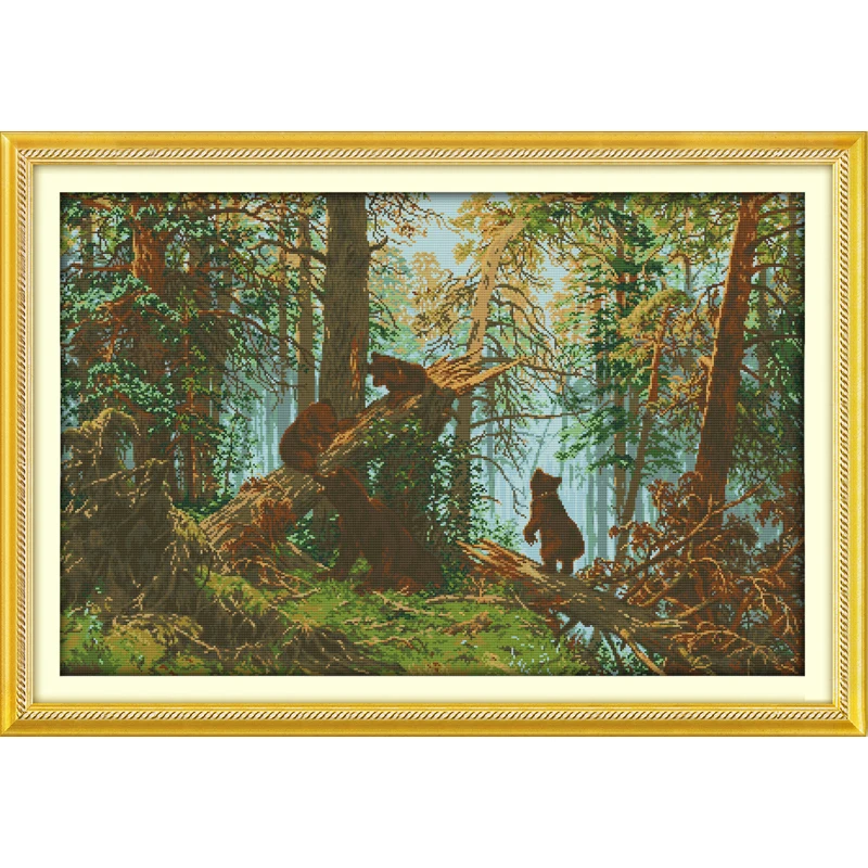 Экологичная хлопковая вышивка крестиком из экологичного хлопка с принтом The Pine