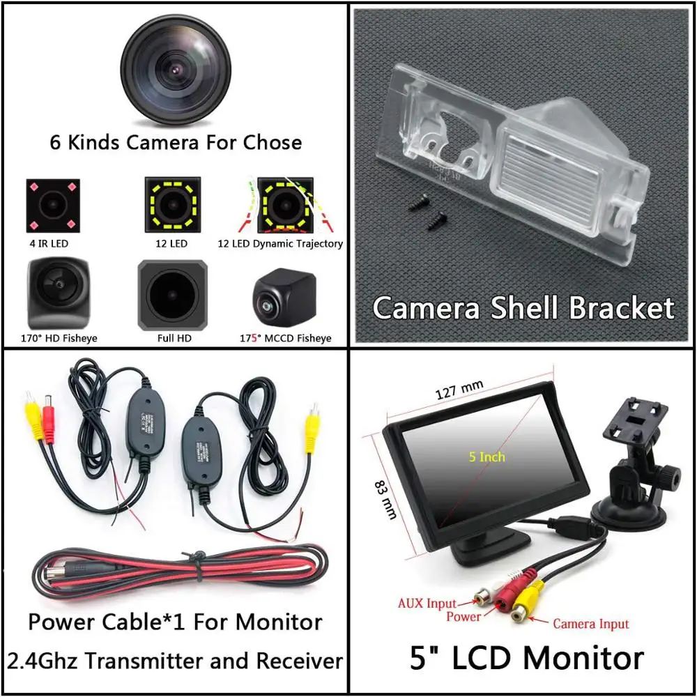 Cam Wireless 5 LCD 175 градусов рыбий глаз CCD резервный беспроводной парковочный монитор камера заднего вида для Jeep Cherokee KL Renegade - Название цвета: Cam Wireless 5 LCD