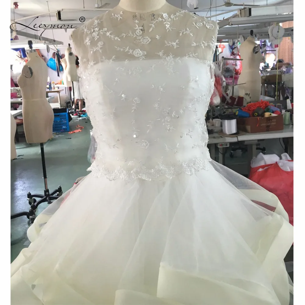Leeymon Ivory Ruffles прополка платья 2019 романтические свадебные с кружевной курткой суд