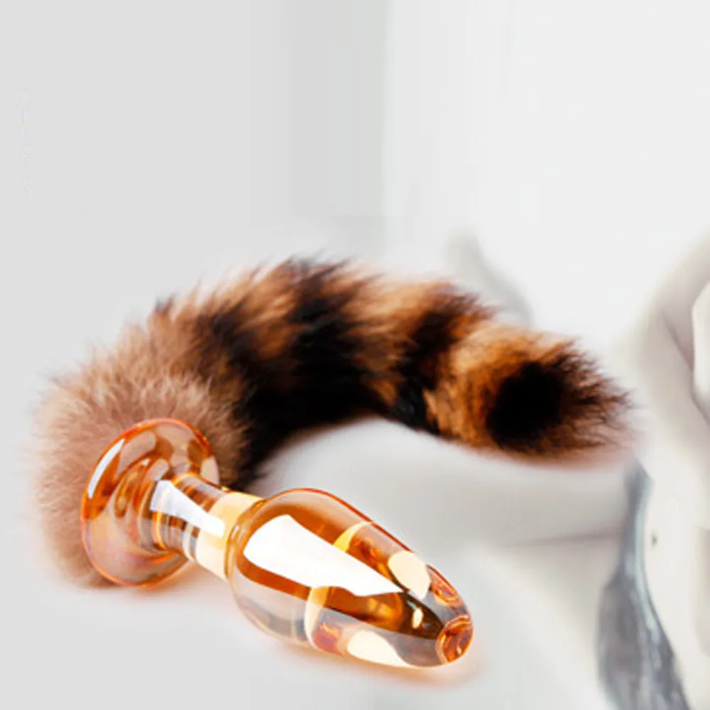 Лисий хвост для пары стеклянная Анальная пробка взрослых большой продукт