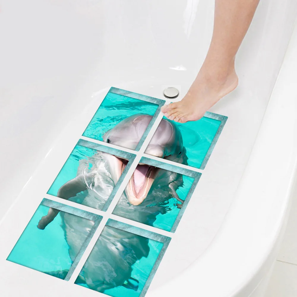 3D модная синяя мозаичная Наклейка на стену наклейка ванну Противоскользящий