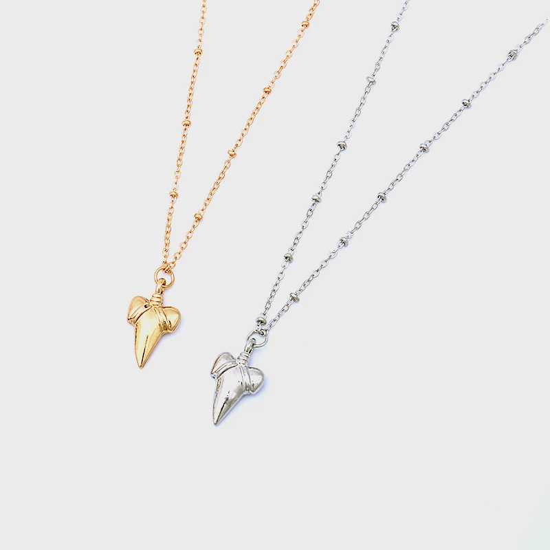 Lwong модные золотые Цвет зубы акулы цепи кулон Цепочки и ожерелья для Для женщин в