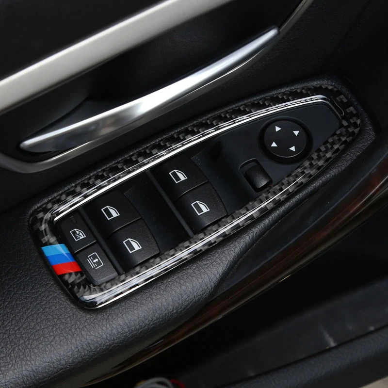 

Декоративные наклейки на панель подлокотника двери автомобиля, 4 шт., для BMW серий 3/4, 3GT, F30, F32, F34, кнопки для подъема окон и стекла из углеродно...