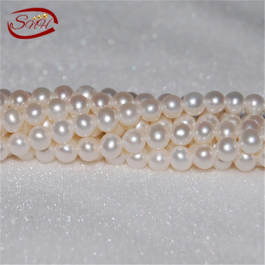 SNH 5 strands/package 2017 hot sale 6mm near round AA white freshwater pearl strand wholesale | Украшения и аксессуары