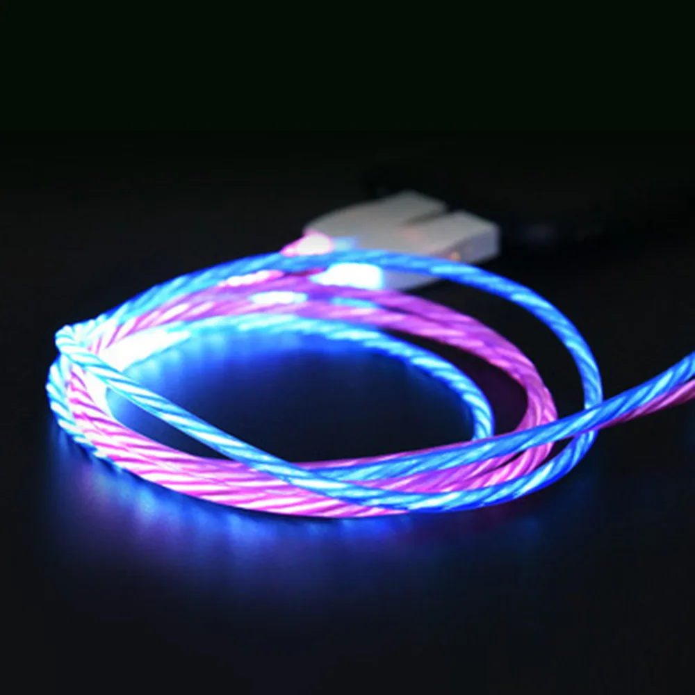 1 м Видимый течёт Mircro USB/type-C умный зарядный кабель для освещения данных светодиодный провод светящийся плоский зарядный кабель# SYS