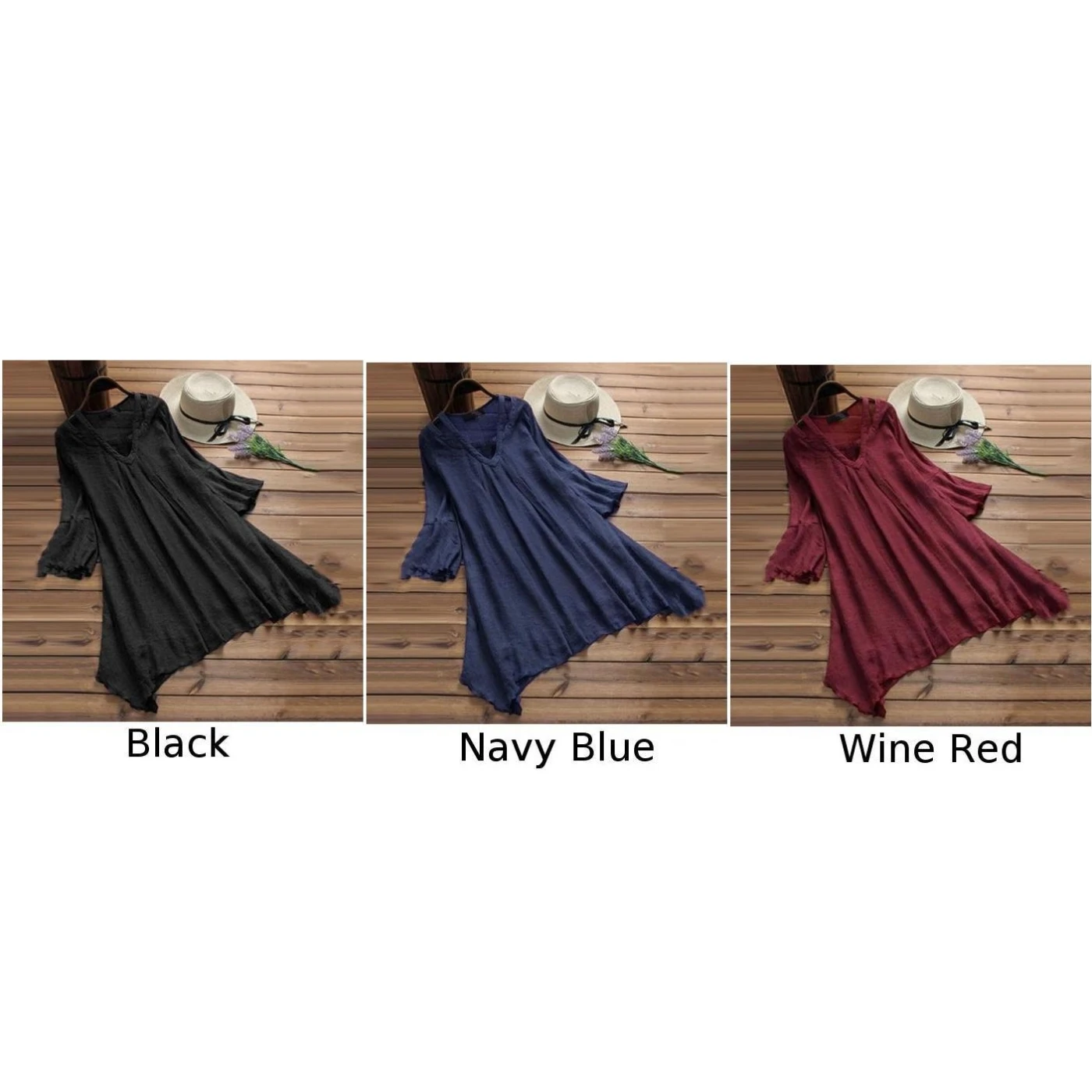 Фото 3 Color Five-point Sleeve Skirt Women Tops Bell V-Neck Big Hem Solid Sweet Loose Fashion New 3 Color Five-point Sleeve Skirt Women Tops Bell V-Neck Big Hem Solid Sweet Loose Fashion New