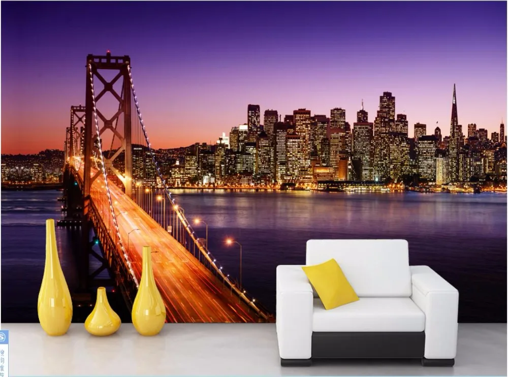 

3d обои на заказ фото нетканый настенный мост город ночью украшение живопись 3d настенные фрески обои для стен 3 d