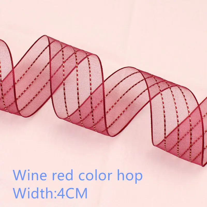 Wine red color hop Новинка, ширина 1,5-4 см, длина 5 метров, Бант Шпилька для волос, аксессуары для рукоделия, подарочная упаковка, лента, двусторонняя пряжа для перемычки - Цвет: Wine red color hop