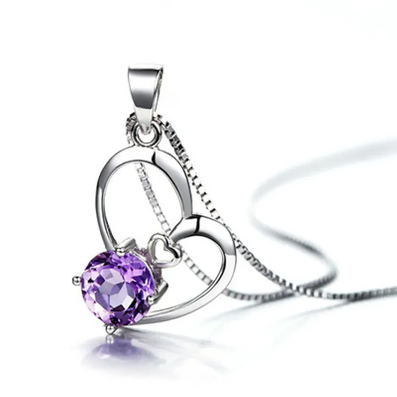 AAA 100% Серебро 925 пробы ожерелье в форме сердца кристалл и кулон ювелирные изделия