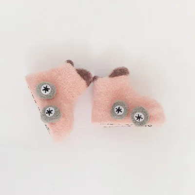 pink Детские носки из кораллового флиса Милые Носки с рисунком машины для маленьких девочек мягкие зимние теплые носки для новорожденных мальчиков - Цвет: pink