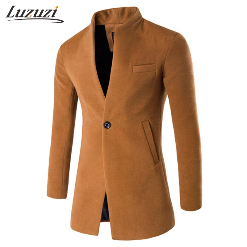 Зимняя куртка мужская шерсть комбинированный Тренч пальто модное мужское на