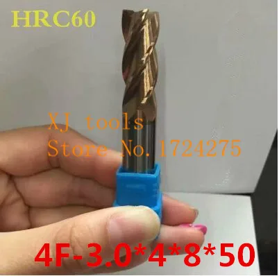 Free Delivery HRC60 Superior quality 4F-3.0*4*8*50MM Solid Carbide End Mill CNC Milling Cutter Tool Bits For Steel | Инструменты