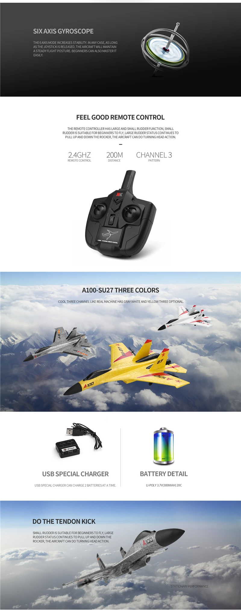 WLtoys XKS фиксированное крыло RC самолет J11 SU27 Flight 3.5CH 2,4G радиоуправляемые самолеты 42 мм EPO FPV самолет PNP RC самолет