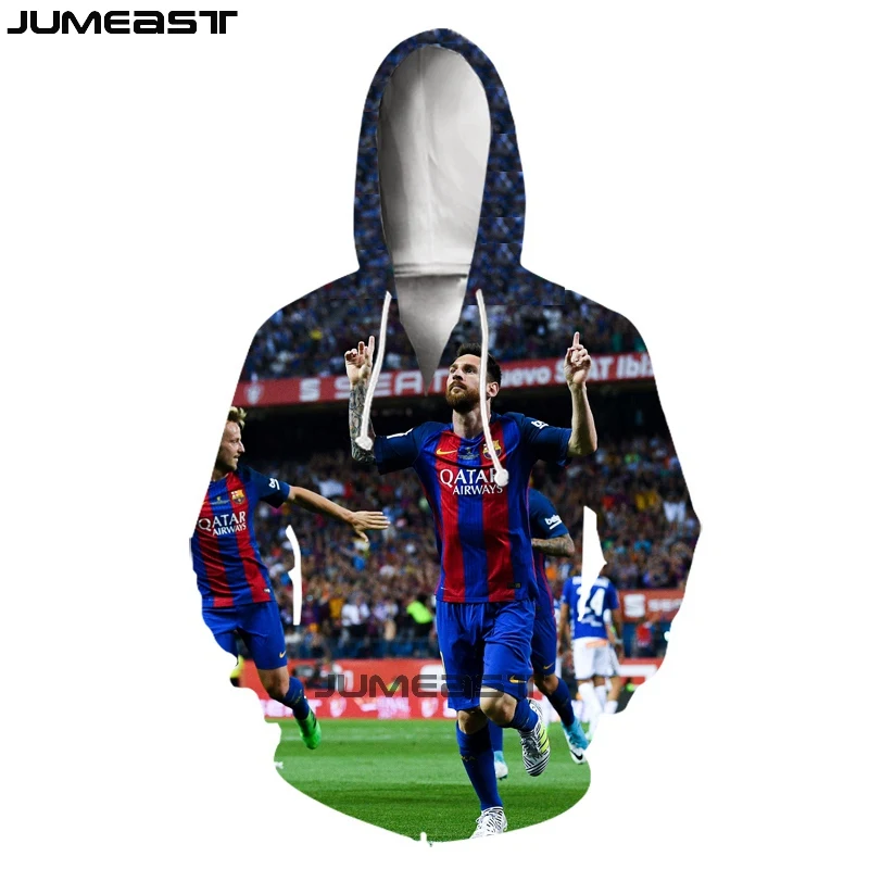 Бренд Jumeast для мужчин/для женщин с 3D принтом Футбольная звезда Лионель Месси куртка с длинными рукавами спортивный пуловер модные весенние толстовки на молнии
