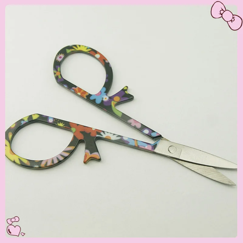 Легкий гвоздь 10 шт. черный цветочный узор ножницы Маникюр для ногтей бровей нос