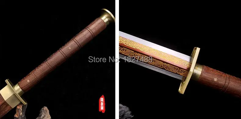 Настоящая кожа Han Jian острый Марганцевый Стальной позолоченный Полный Клинок